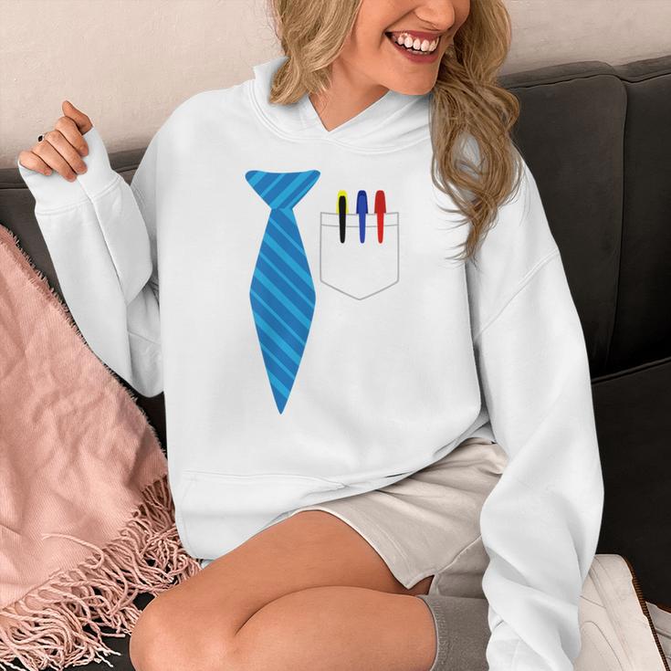 Teacher Tie & Pocket Protector Costume School Women's Hoodie, funny design Teacher Tie & Pocket Protector Costume School Women's Hoodie, funny design