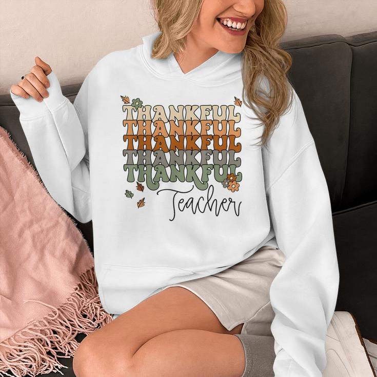 Thankful Teacher Thanksgiving Fall Pumpkin Turkey Women's Hoodie, funny design