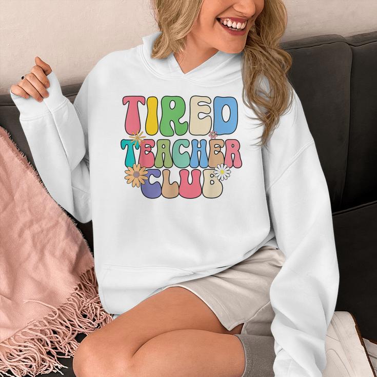Tired Teachers Club Groovy Teachers Back To School Women's Hoodie, funny design Tired Teachers Club Groovy Teachers Back To School Women's Hoodie, funny design