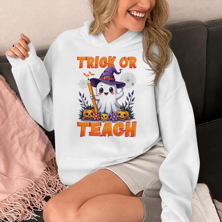 Trick Or Teach Teacher Halloween Ghost Pencil Floral Women's Hoodie, funny design Trick Or Teach Teacher Halloween Ghost Pencil Floral Women's Hoodie, funny design