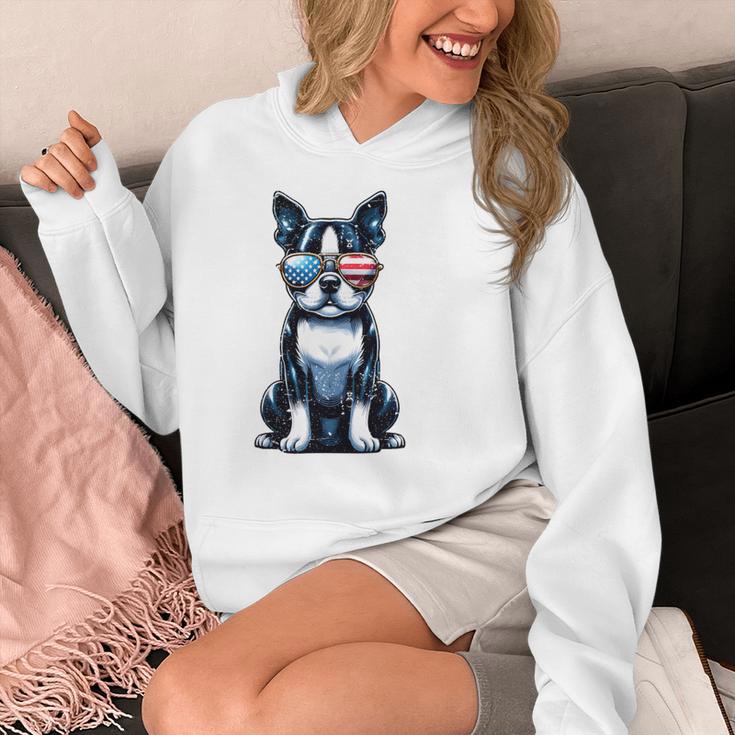 USA Flag Boston Terrier Best Dog Mom Ever 2025 Women's Hoodie, Couple Gifts, Mom Gifts, Boston Terrier Mom Gifts, funny design