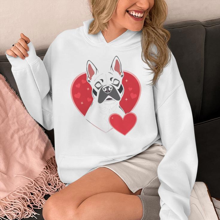 Valentine's Day Boston Terrier Women's Hoodie, funny design