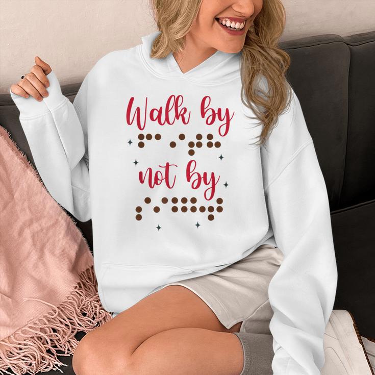 Visually Impaired Teacher Braille Bible Verse Walk By Faith Women's Hoodie, funny design Visually Impaired Teacher Braille Bible Verse Walk By Faith Women's Hoodie, funny design
