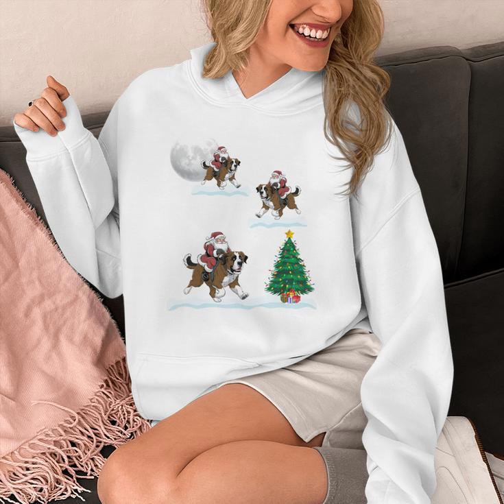 Xmas Lighting Tree Santa Riding Boston Terrier Christmas Women's Hoodie, Boston Terrier Christmas Gifts, Boston Terrier Riding Gifts, funny design