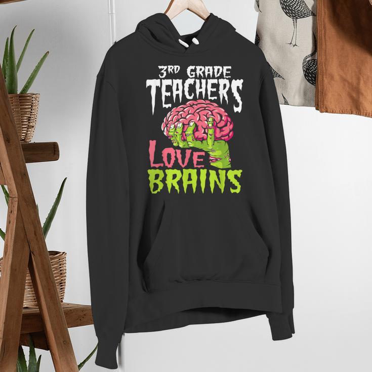 3rd Grade Teachers Love Brains Zombie Teacher Halloween Women's Hoodie, funny gift