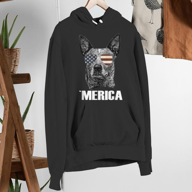 4th July Blue Heeler Dog Merica Patriotic USA Flag Cute Women's Hoodie, funny gift