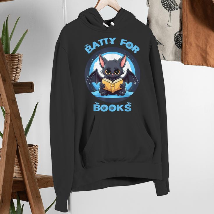 Batty About Books Lover Teacher Librarian Bookish Halloween For Men Women Kids Women's Hoodie, funny gift