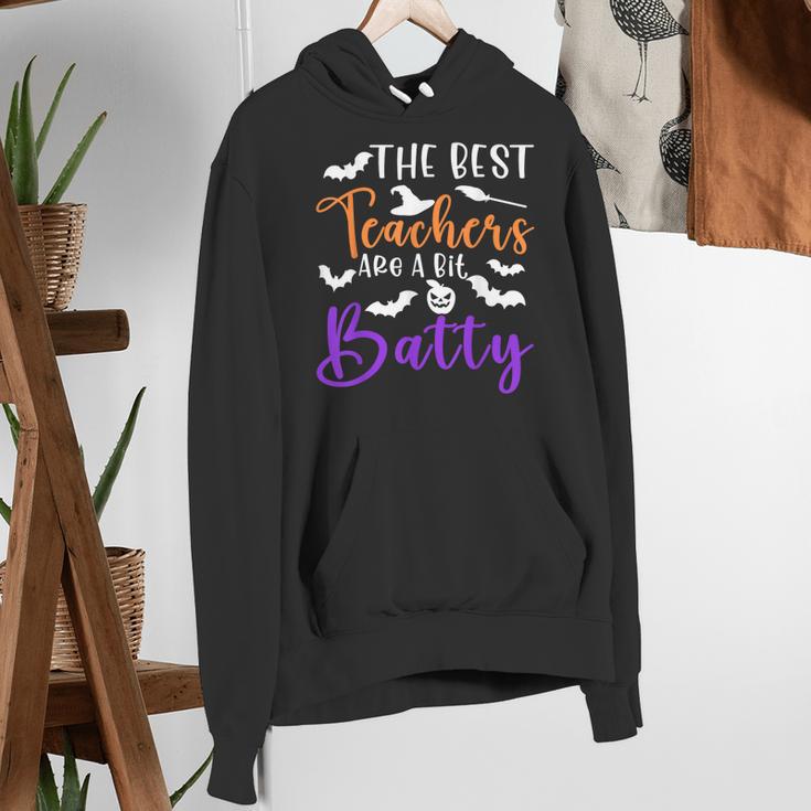 The Best Teachers Are A Bit Batty Teacher Bat Halloween Women's Hoodie, funny gift