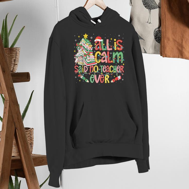 Book Tree All Is Calm Said No Teacher Ever Christmas Women's Hoodie, funny gift