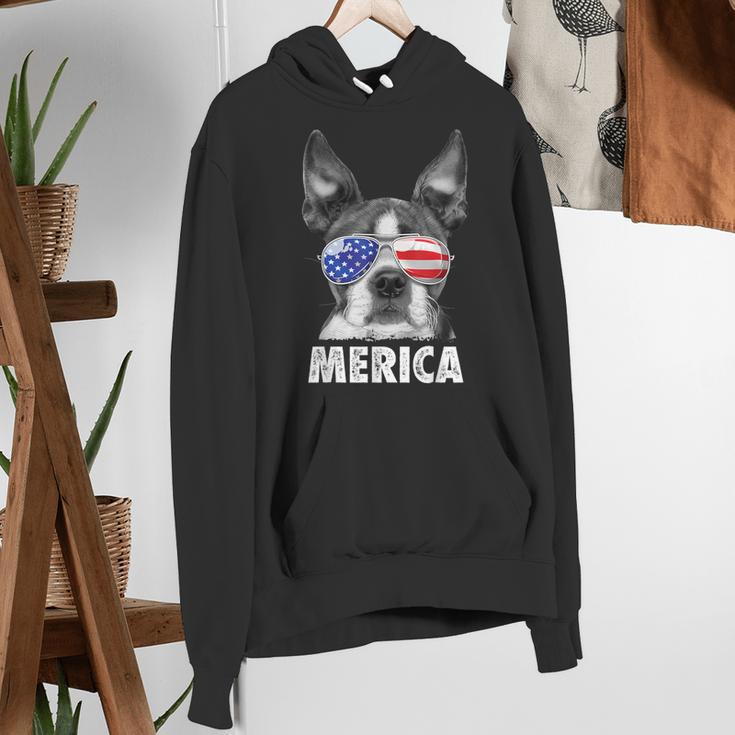Boston Terrier 4th Of July Merica Men Women USA Flag Vintage Women's Hoodie, Boston Terrier 4th Of July Hoodies, funny gift