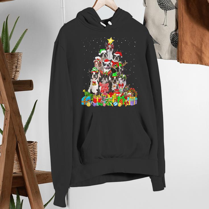 Boston Terrier Dog Christmas Tree Lights Xmas Pajama For Men Women Kids Women's Hoodie, Boston Terrier Christmas Hoodies, funny gift