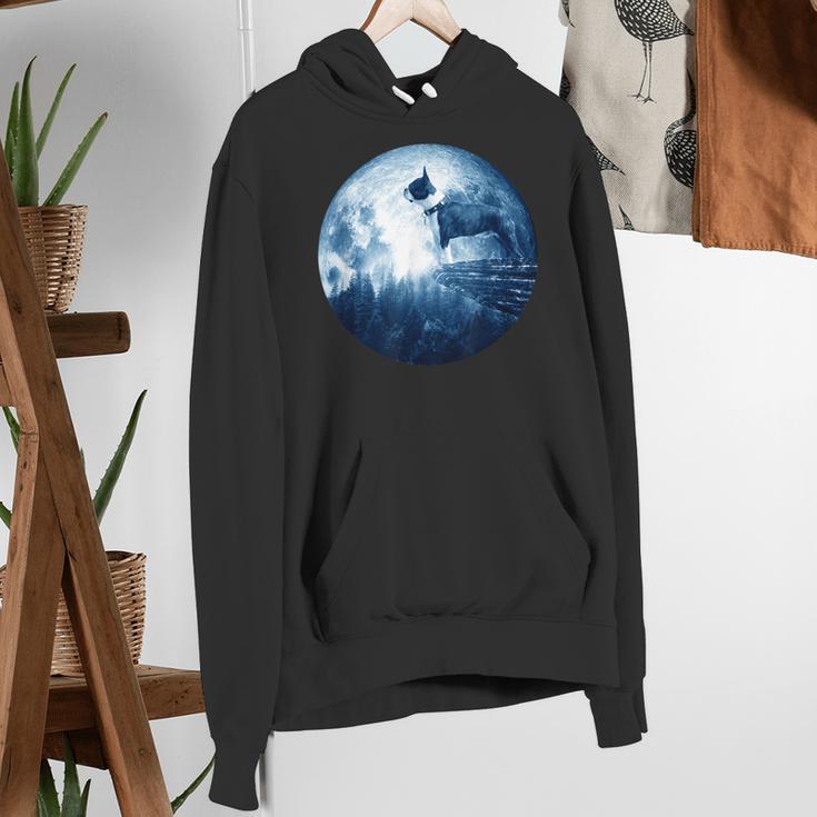 Boston Terrier Dog Moon Dog Mom Dad Women Men Dog Lovers Women's Hoodie, Boston Terrier Mom Hoodies, Boston Terrier Dad Hoodies, funny gift