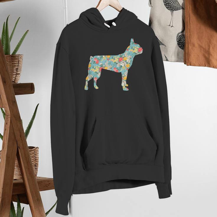 Boston Terrier Flower Silhouette Floral Dog Men Women Girls Kids Women's Hoodie, funny gift