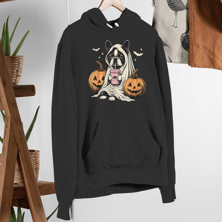 Boston Terrier Ghost Boo Halloween Costume Spooky Season Women's Hoodie, Boston Terrier Ghost Hoodies, Boston Terrier Halloween Hoodies, funny gift
