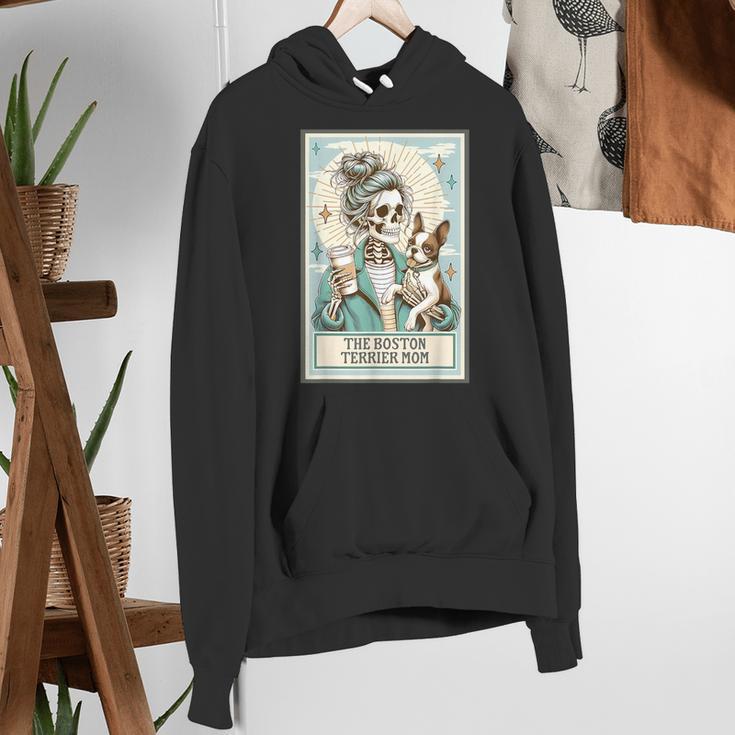 Boston Terrier Mom Skeleton Tarot Card Witch Vibes Dog Mom Women's Hoodie, Boston Terrier Mom Hoodies, Boston Terrier Tarot Hoodies, funny gift