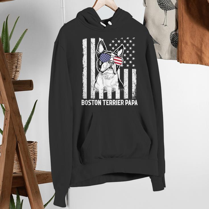 Boston Terrier Papa Cool Dog Lover USA American Flag Men Women Women's Hoodie, American Boston Terrier Hoodies, funny gift