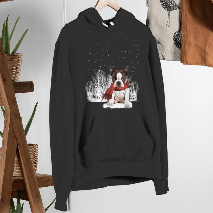 Boston Terrier In The Snow Merry Christmas Winter Women's Hoodie, Boston Terrier Christmas Hoodies, funny gift