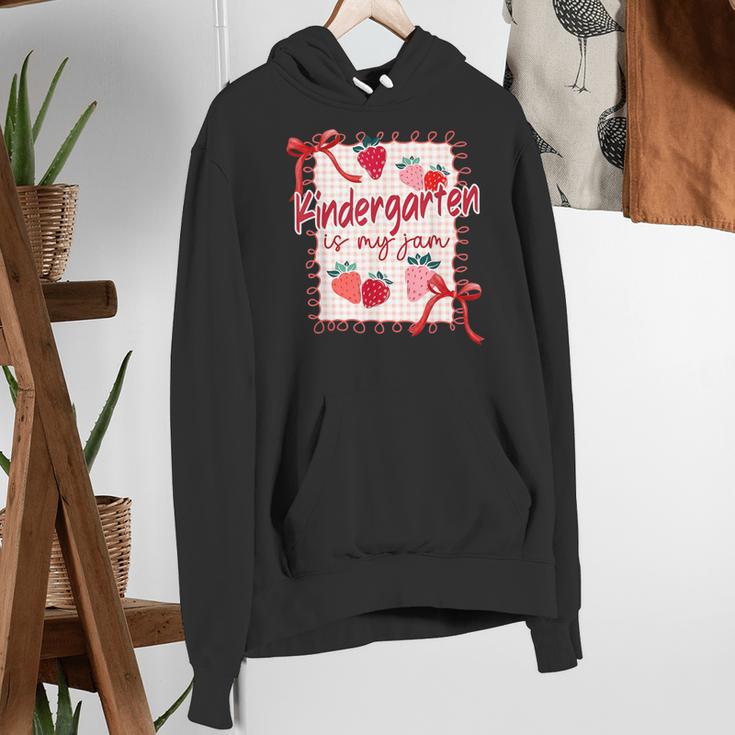 Bow Strawberry Kindergarten Is My Jam Teacher Kinder Team Women's Hoodie, funny gift