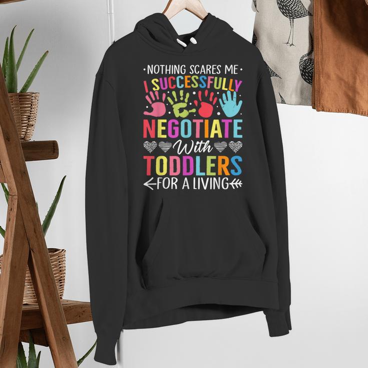 Childcare Teacher Negotiate With Toddlers Daycare Provider Men Women Girls Kids Women's Hoodie, funny gift