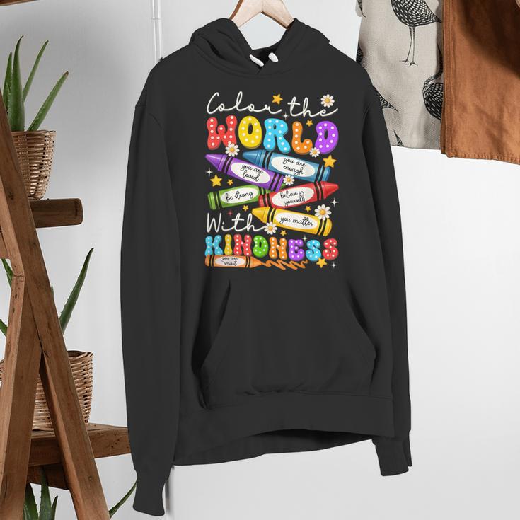 Color The World With Kindness Crayon Positivity Teacher Women's Hoodie, funny gift