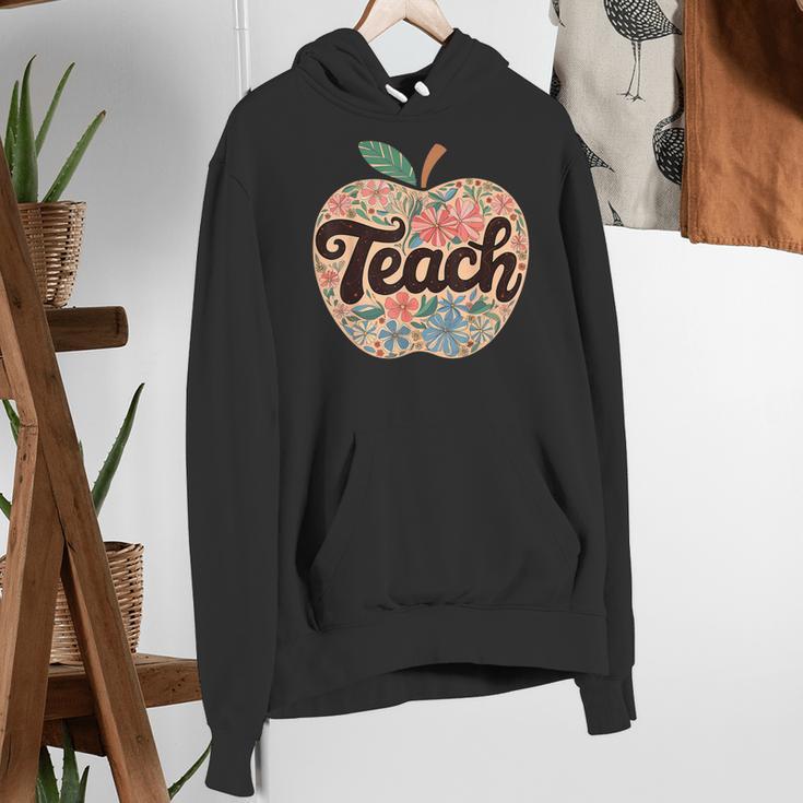 Cute Teacher With Apple Retro Teacher Kids Back To School Women's Hoodie, funny gift