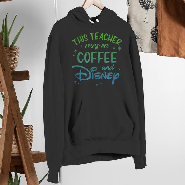 Disney This Teacher Runs On Coffee And Disney Gradient Logo Women's Hoodie, funny gift