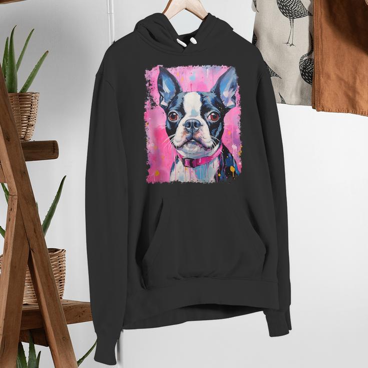 Dog Pink Boston Terrier Women's Hoodie, funny gift