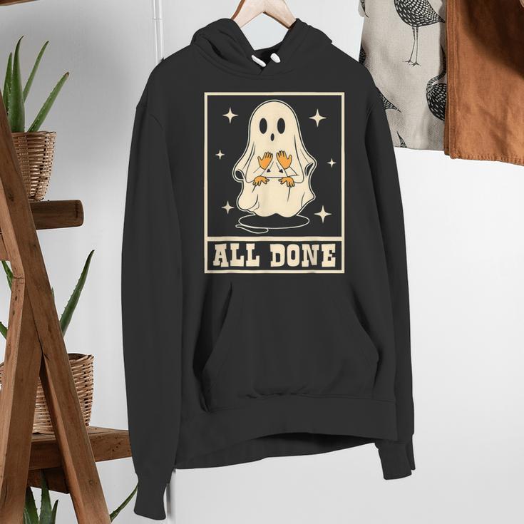 All Done Sign Language Ghost Speech Pathology Teacher Women's Hoodie, funny gift All Done Sign Language Ghost Speech Pathology Teacher Women's Hoodie, funny gift