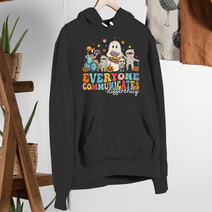Everyone Communicates Differently Halloween SLP Sped Teacher Women's Hoodie, funny gift Everyone Communicates Differently Halloween SLP Sped Teacher Women's Hoodie, funny gift