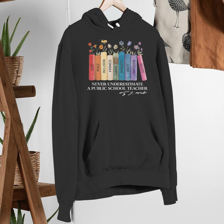 Floral Books Never Underestimate A Public School Teacher Women's Hoodie, funny gift Floral Books Never Underestimate A Public School Teacher Women's Hoodie, funny gift