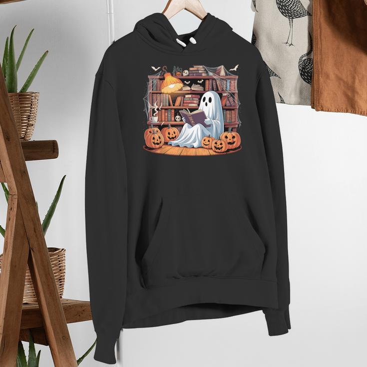 Ghost Book Reading Halloween Books Lover Teacher Women's Hoodie, funny gift