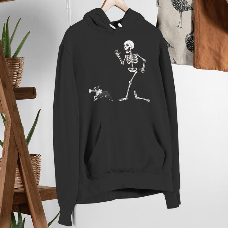 Halloween Boston Terrier And Skeleton Women's Hoodie, Boston Terrier Halloween Hoodies, funny gift