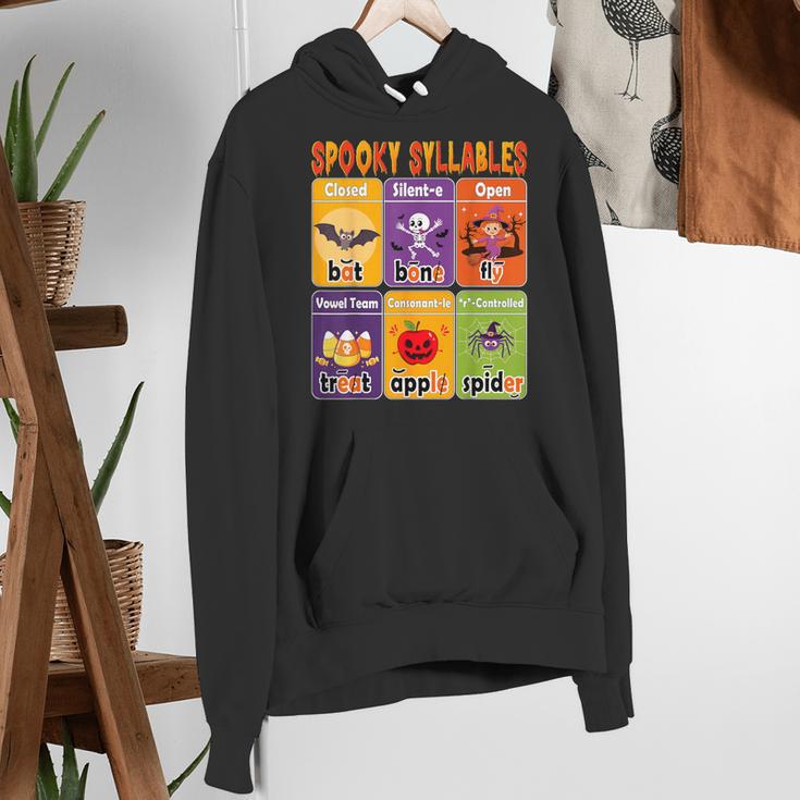 Halloween Spooky Syllable Types Teacher Educational Women's Hoodie, funny gift