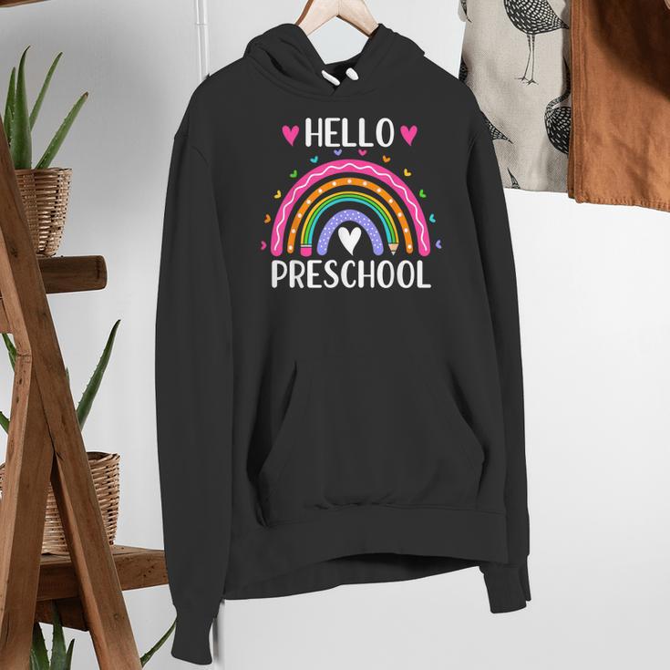 Hello Preschool Teacher Student Girls Rainbow Back To School Women's Hoodie, funny gift