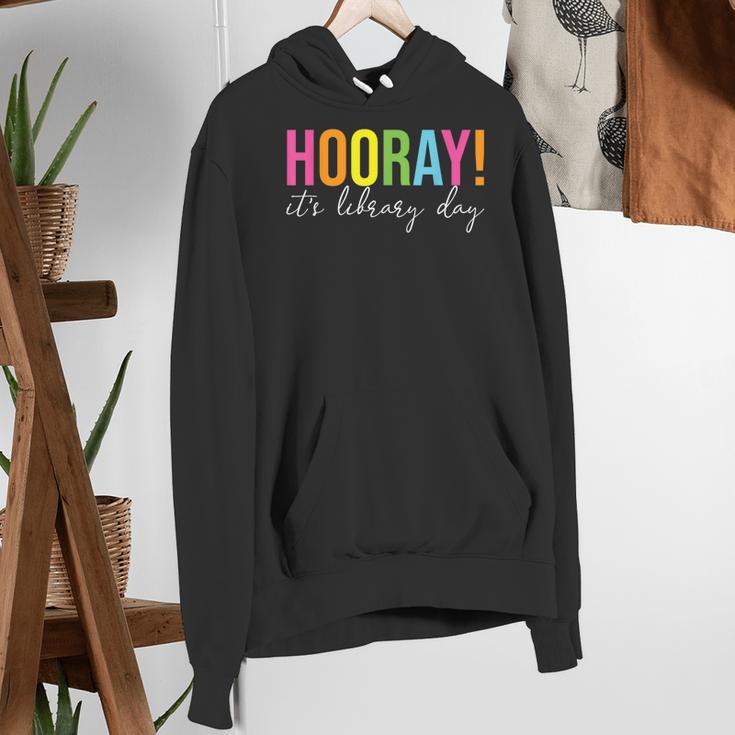 Hooray It's Library Day Teacher Reader Books Back To School Women's Hoodie, funny gift