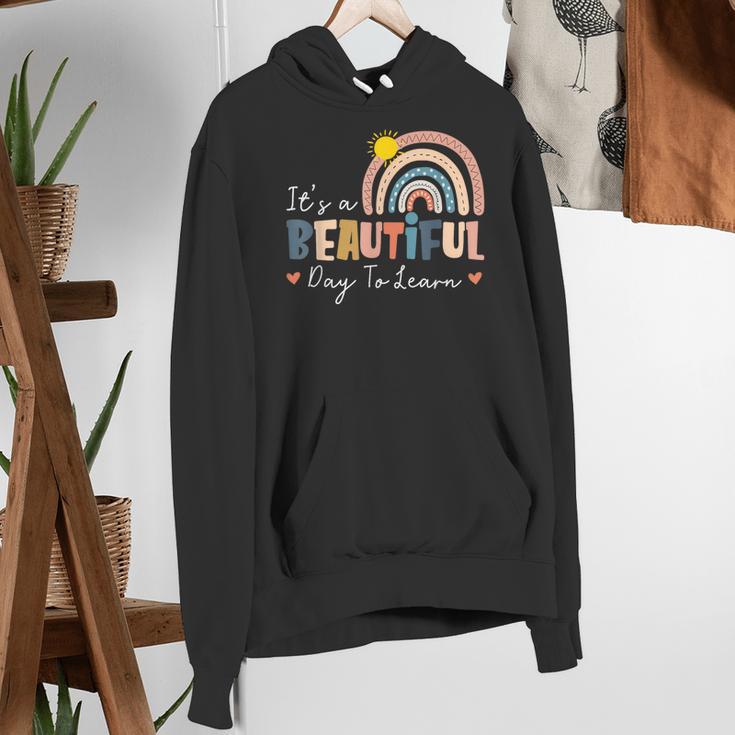 It's A Beautiful Day To Learn Cute Rainbow Boho Teacher Women's Hoodie, funny gift