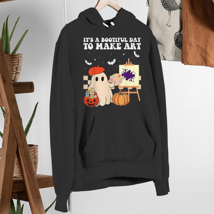 It's A Bootiful Day To Make Art Groovy Art Teacher Halloween Women's Hoodie, Groovy Teacher Hoodies, funny gift