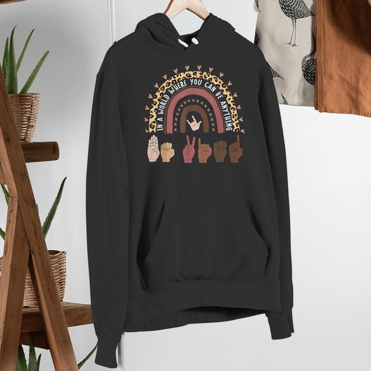 Be Kind Hand-Talking Teacher Artist ASL Women's Hoodie, funny gift