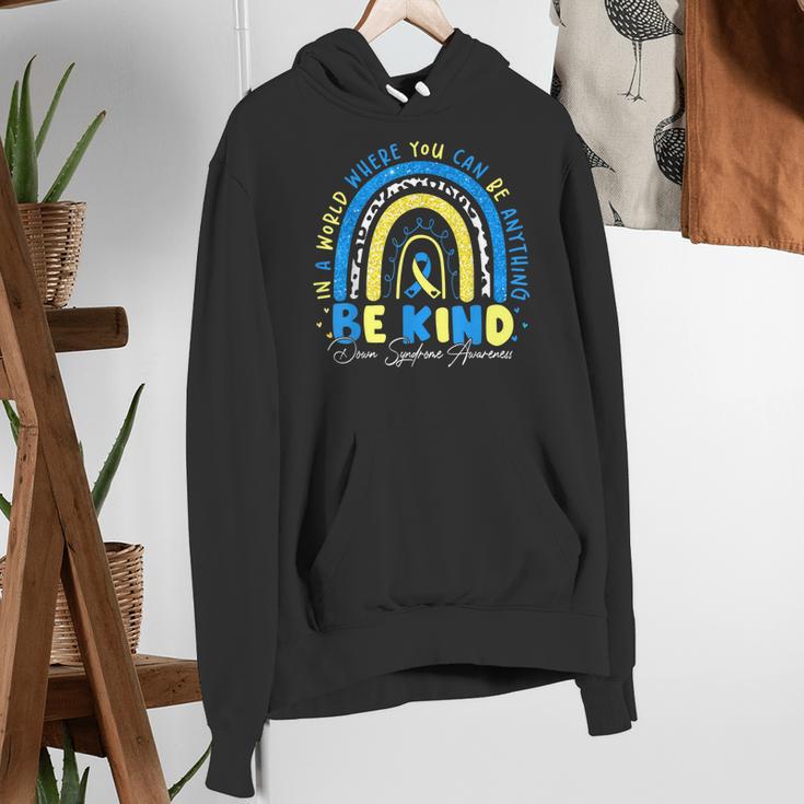 Be Kind Rainbow Down Syndrome Awareness Teacher Blue Yellow Women's Hoodie, funny gift Be Kind Rainbow Down Syndrome Awareness Teacher Blue Yellow Women's Hoodie, funny gift