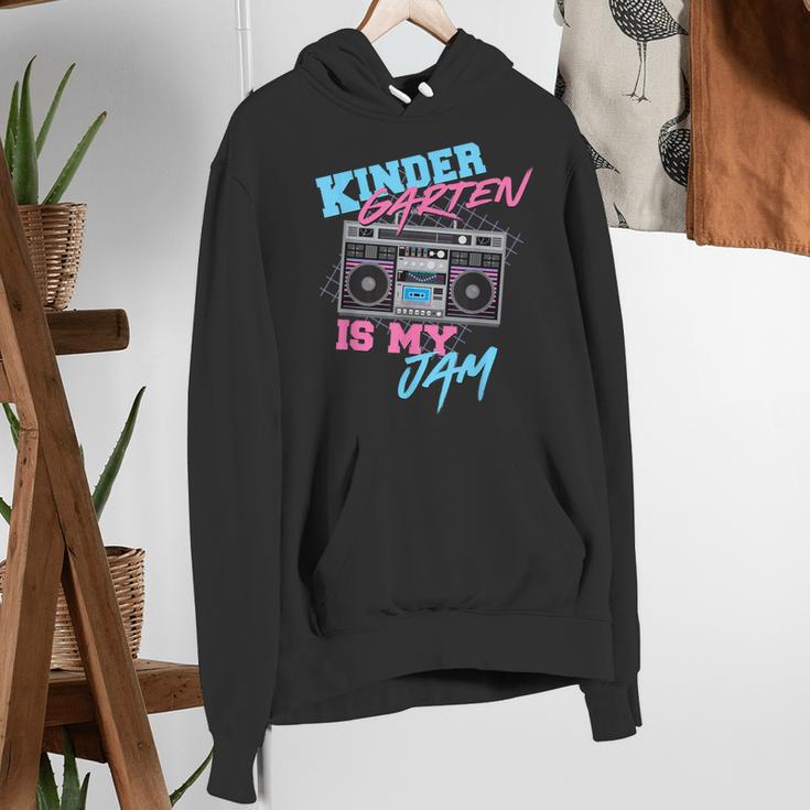 Kindergarten Is My Jam Vintage 80s Boombox Teacher Student Women's Hoodie, funny gift