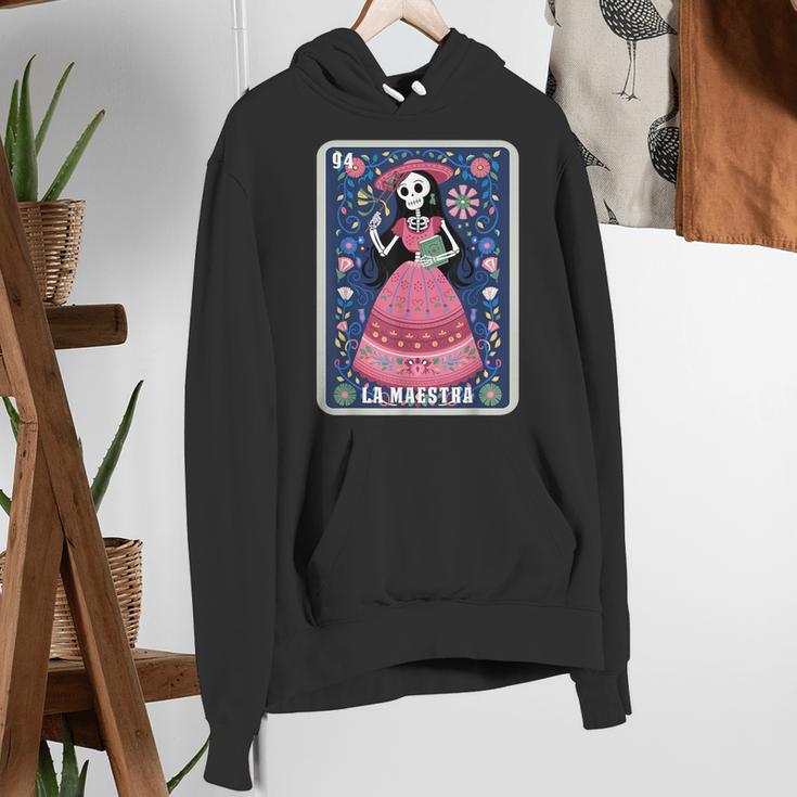La Maestra Halloween Mexican Bingo Card Teacher Lottery Card Women's Hoodie, funny gift La Maestra Halloween Mexican Bingo Card Teacher Lottery Card Women's Hoodie, funny gift