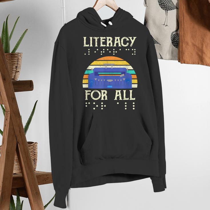 Literacy For All Visually Impaired Braille Teacher The Blind Women's Hoodie, funny gift