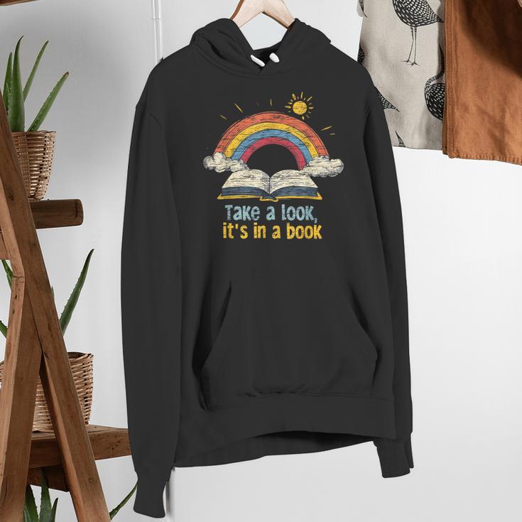 Take a Look It's In a Book Vintage Reading Teacher Rainbow Women's Hoodie, funny gift Take a Look It's In a Book Vintage Reading Teacher Rainbow Women's Hoodie, funny gift