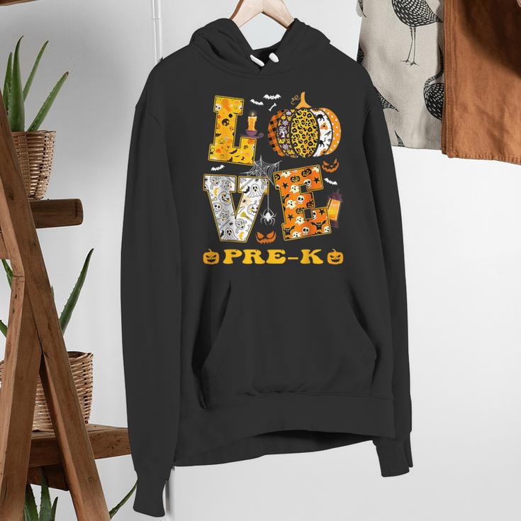 LOVE Pre-K Pumpkin Teacher Student Halloween Costume Women's Hoodie, funny gift
