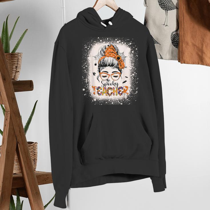 Messy Bun Spooky Teacher Bleached Halloween Teachers Women's Hoodie, funny gift Messy Bun Spooky Teacher Bleached Halloween Teachers Women's Hoodie, funny gift