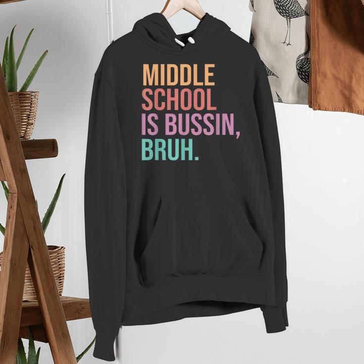 Middle School Teacher Middle School Is Bussin Bruh Women's Hoodie, funny gift Middle School Teacher Middle School Is Bussin Bruh Women's Hoodie, funny gift