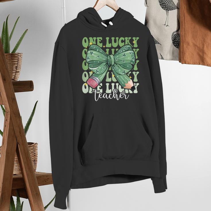 One Lucky Teacher Coquette Bow St Patricks Day Teacher Women's Hoodie, funny gift One Lucky Teacher Coquette Bow St Patricks Day Teacher Women's Hoodie, funny gift