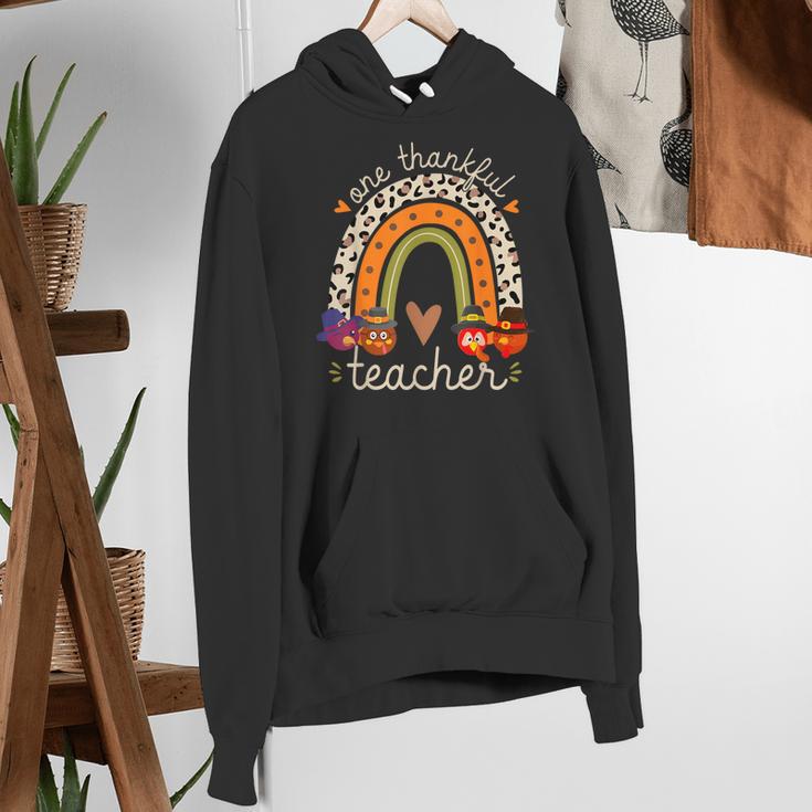 One Thankful Teacher Thanksgiving Turkey Rainbow Fall Women's Hoodie, funny gift One Thankful Teacher Thanksgiving Turkey Rainbow Fall Women's Hoodie, funny gift
