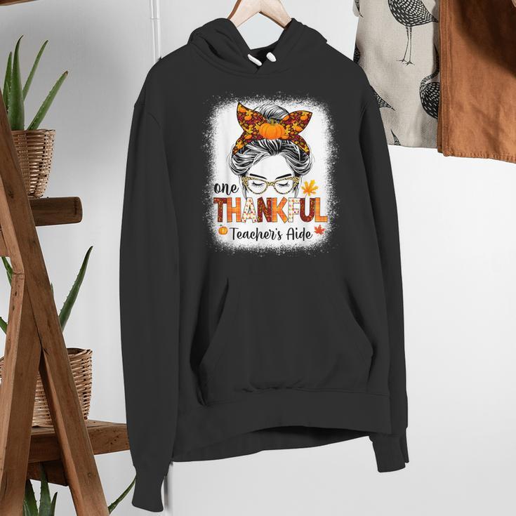 One Thankful Teacher's Aide Messy Bun Thanksgiving Fall Women's Hoodie, funny gift One Thankful Teacher's Aide Messy Bun Thanksgiving Fall Women's Hoodie, funny gift