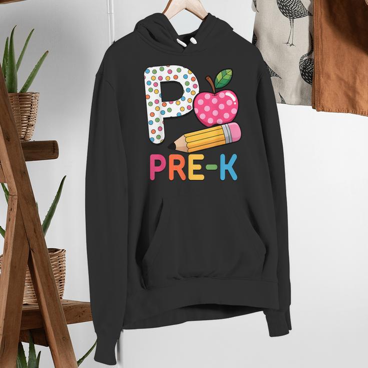 P Is For Pre K Teacher Student Pencil Apple Back To School Women's Hoodie, funny gift